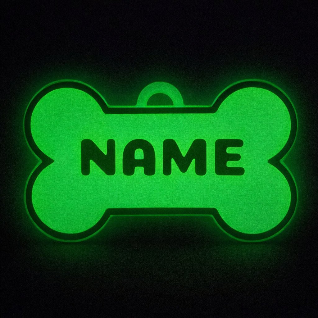 Classic Bone – Glow - in - the - Dark Custom Pet ID Tag - Pet TopID