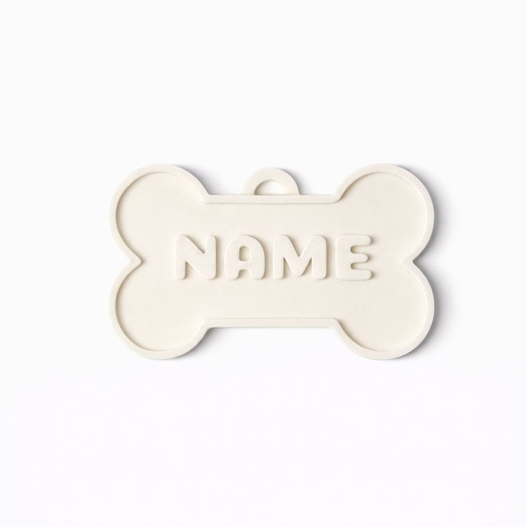 Classic Bone – Solid Embossed Custom Pet ID Tag - Pet TopID