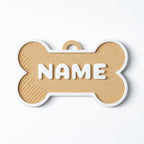 Classic Bone – Wood - Look Custom Pet ID Tag - Pet TopID