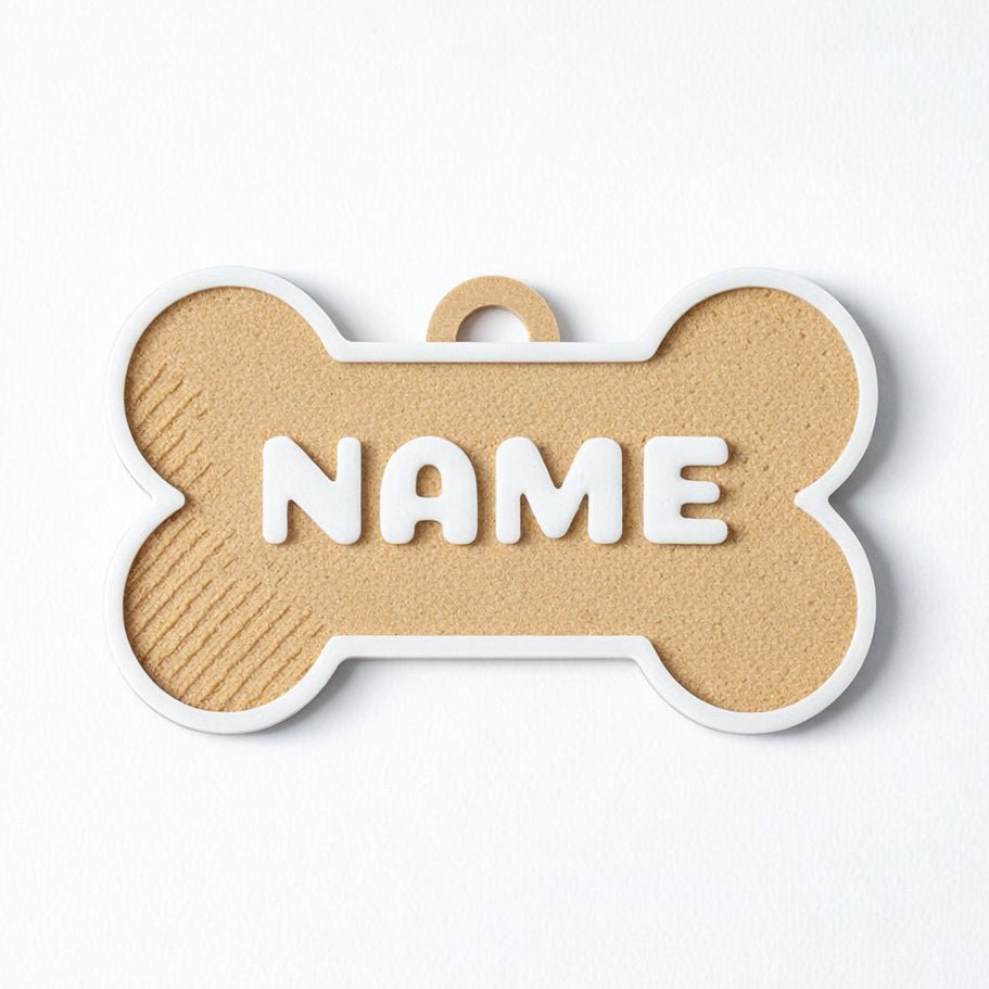 Classic Bone – Wood - Look Custom Pet ID Tag - Pet TopID