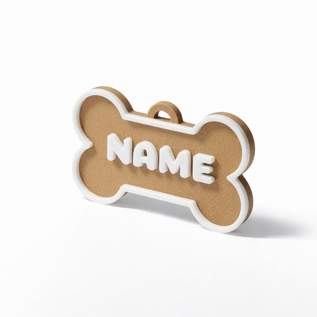 Classic Bone – Wood - Look Custom Pet ID Tag - Pet TopID