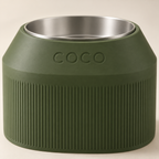 Cove Half Fluted in Dark Green, close-up of the COCO name and matte finish