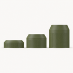 Cove Half Fluted in Dark Green, comparison of 8 cm, 15 cm and 25 cm bowl bodies