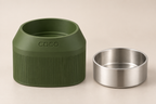 Cove Half Fluted body in Dark Green beside its removable stainless-steel liner