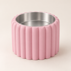 Petal Bold custom-height dog bowl in Sakura Pink with stainless-steel liner