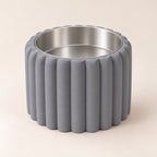 Petal Bold custom-height dog bowl in Ash Grey, with a removable stainless-steel bowl; no nameplate
