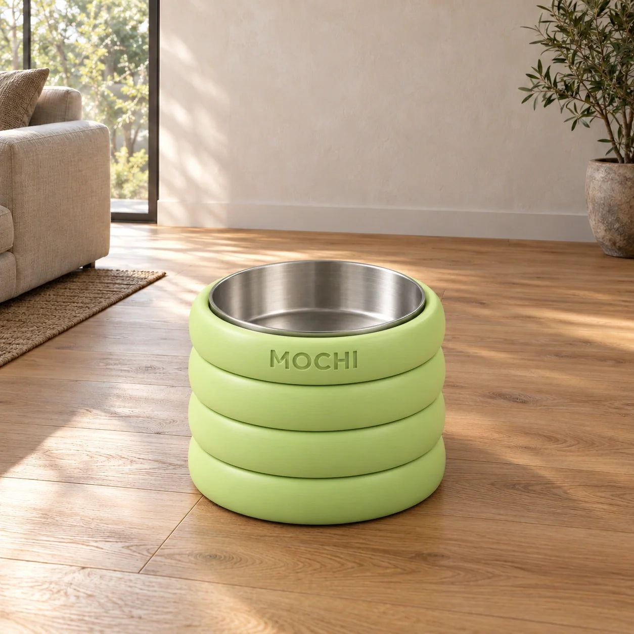 AI-generated RingStack bowl stand in a warm neutral home